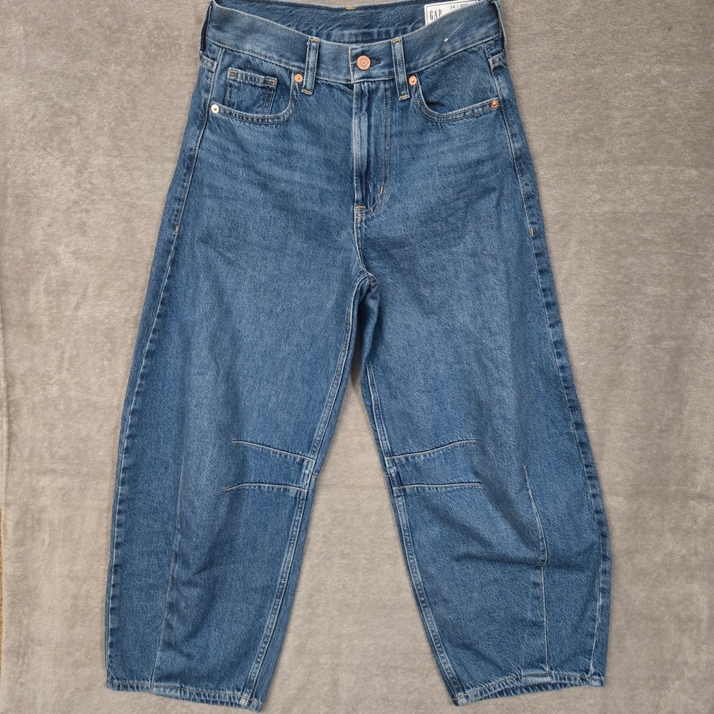 Gap Horseshoe High Rise Jeans 24 Regular Barrel Casual Staple Urban Structured‎